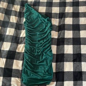 One Shoulder Green Dress